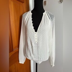 Abercrombie & Fitch White Long Sleeve Bodysuit